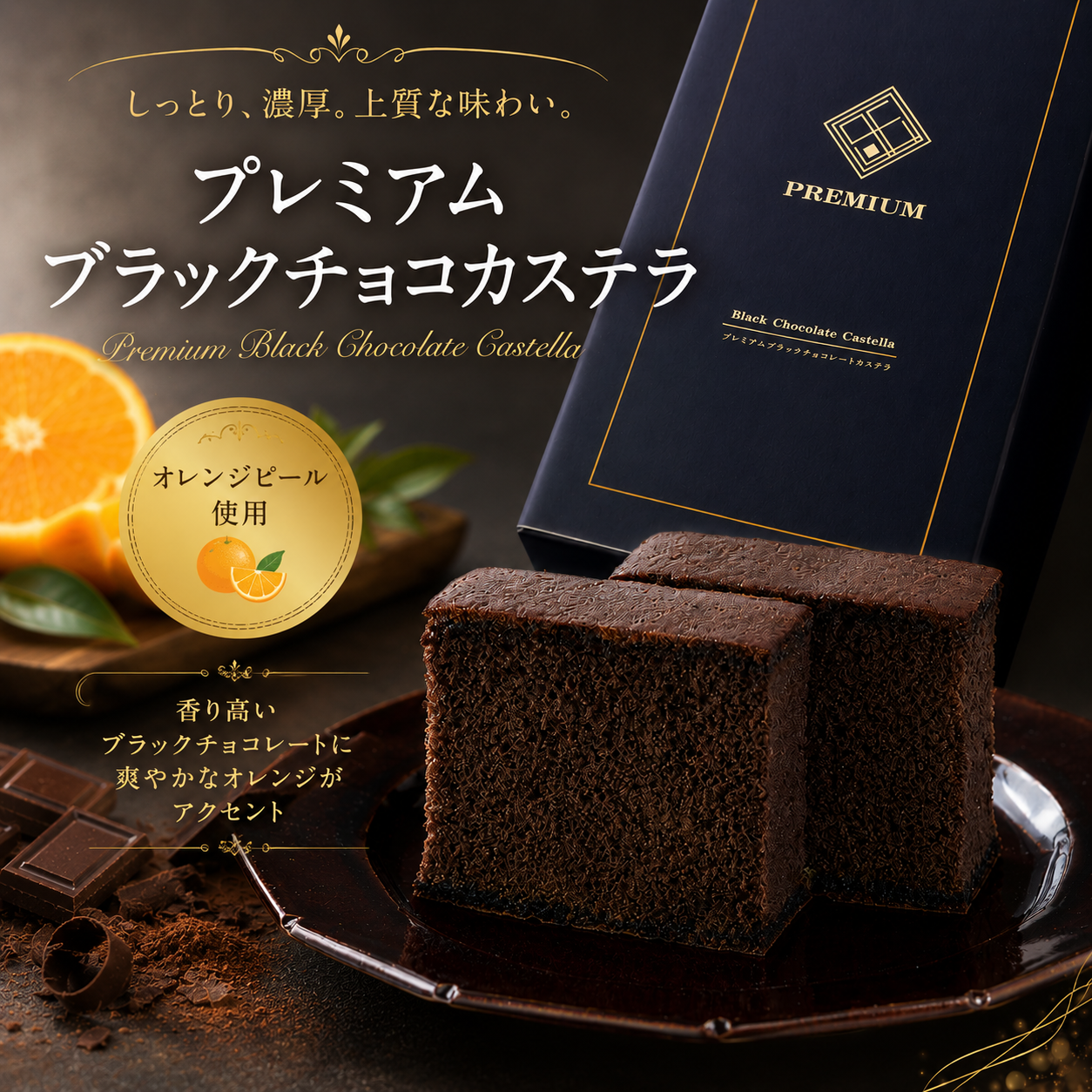 プレミアムブラックチョコカステラ